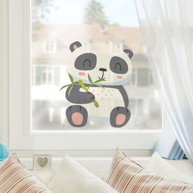 Fensterfolie Fenstersticker - Panda nascht am Bambus - Fensterbild