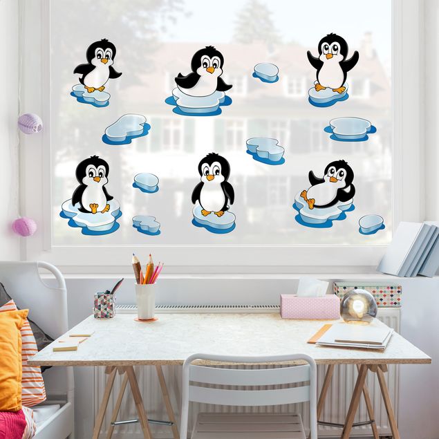 Fensterfolie - Fenstersticker - Pinguin Set