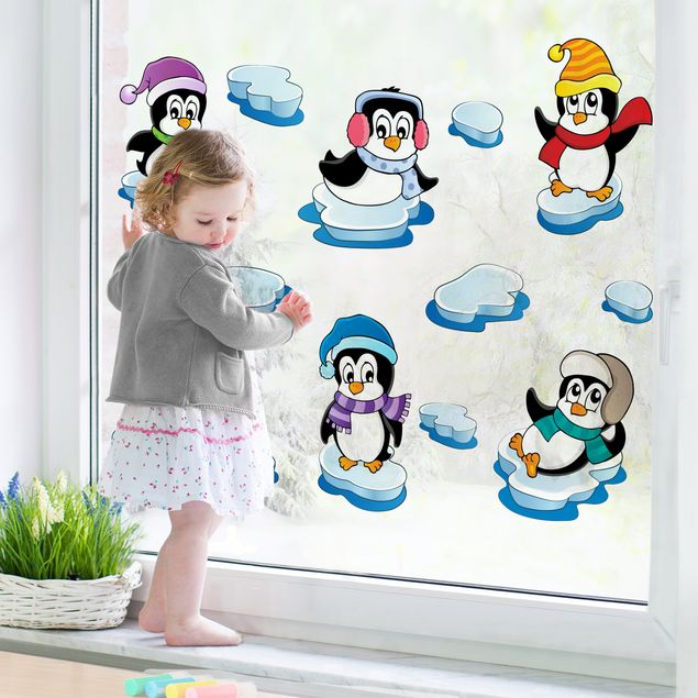 Fensterfolie - Fenstersticker - Pinguin Winter Set