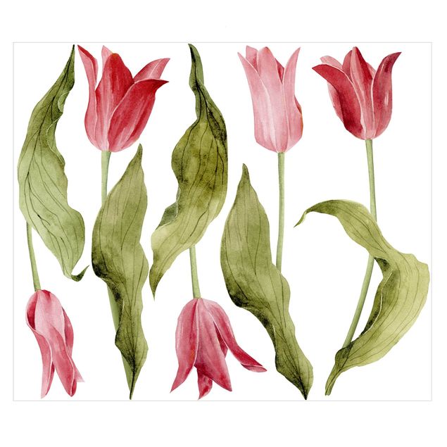 Fensterfolie Fenstersticker - Rote Aquarell Tulpen
