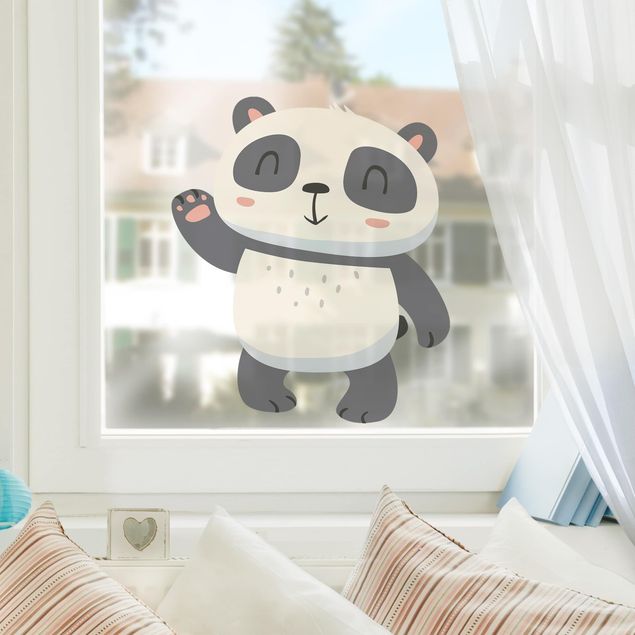 Fensterfolie Fenstersticker - Winkender Panda - Fensterbild