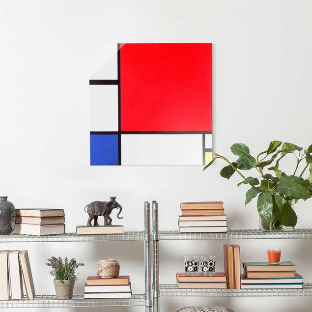 Magnettafel Glas Piet Mondrian - Komposition Rot Blau Gelb