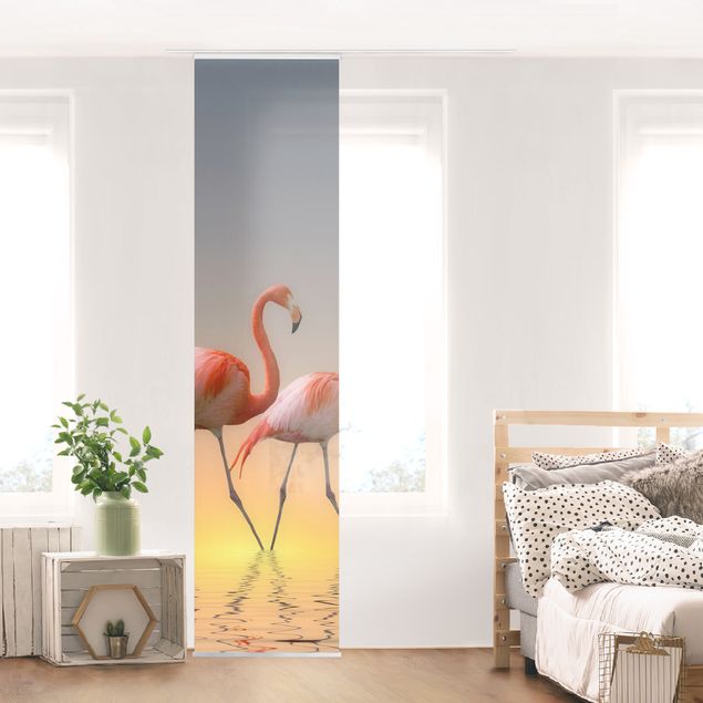 Schiebegardinen Set - Flamingo Love - Flächenvorhänge