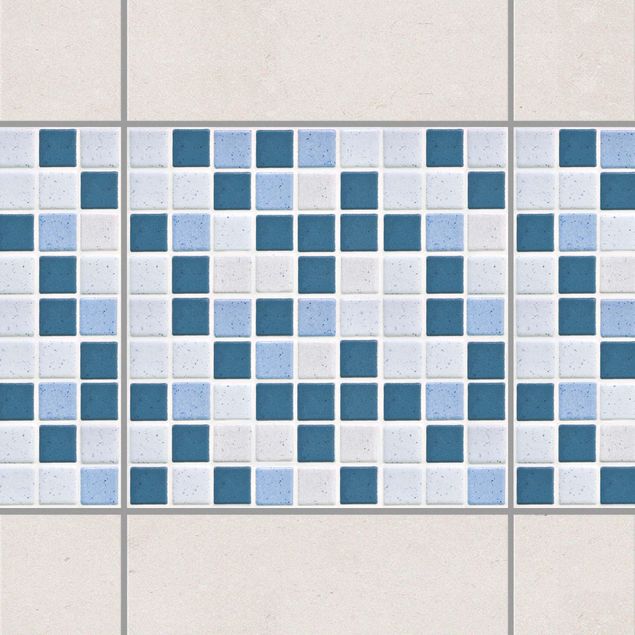 Fliesen Bordüre - Mosaikfliesen Blau Grau 20x20cm - Fliesensticker Set