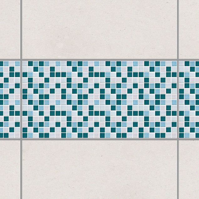 Fliesen Bordüre - Mosaikfliesen Türkis Blau 60x30 - Fliesensticker Set