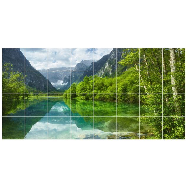 Fliesenbild - Bergsee mit Spiegelung
