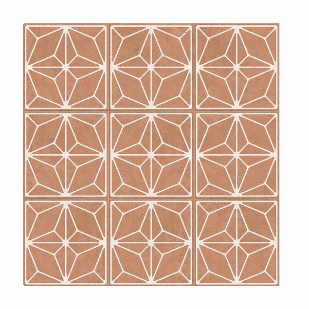 Kork-Teppich - Fliesenmuster Stern Geometrie graublau - Quadrat 1:1