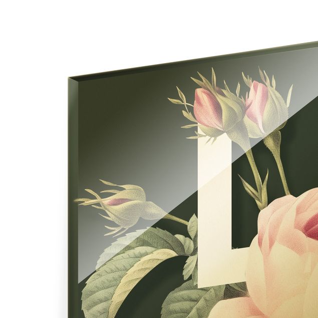 Glasbild - Florale Typografie - Love - Hochformat 2:3