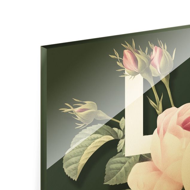 Glasbild - Florale Typografie - Love - Hochformat 3:4