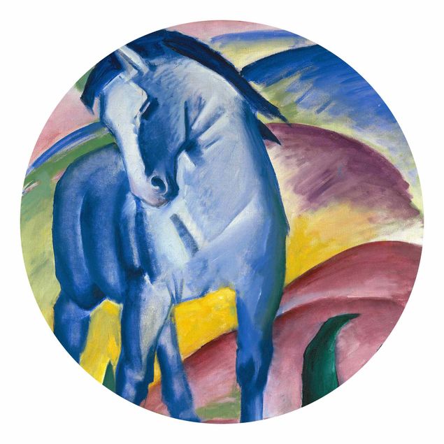 Runde Tapete selbstklebend - Franz Marc - Blaues Pferd