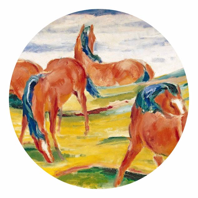 Runde Tapete selbstklebend - Franz Marc - Weidende Pferde