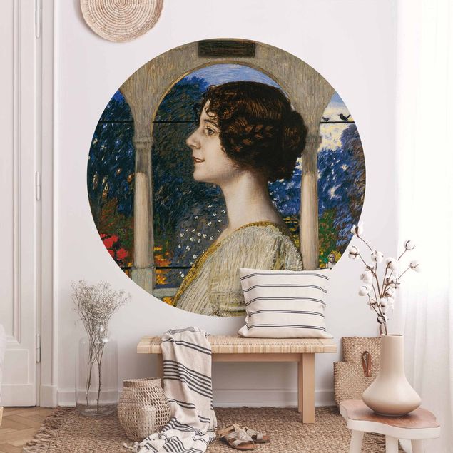 Runde Tapete selbstklebend - Franz von Stuck - Weibliches Portrait