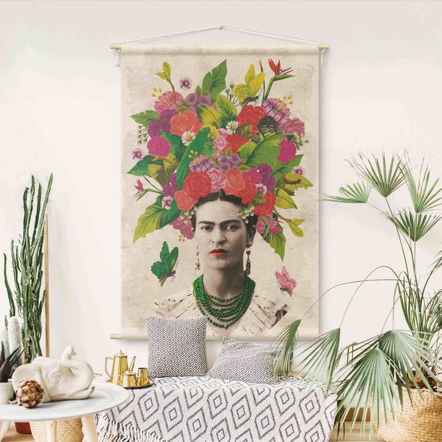 Wandbehang XXL Frida Kahlo - Blumenportrait