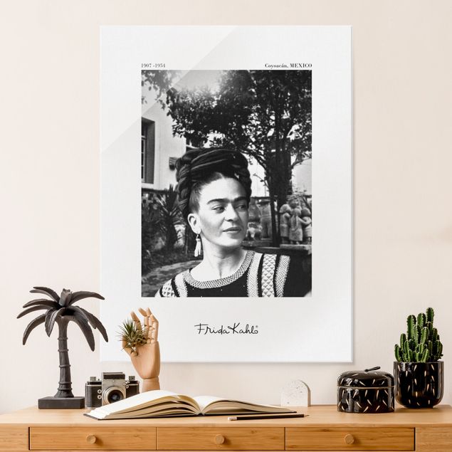 Glas Magnetboard Frida Kahlo Foto Portrait im Garten