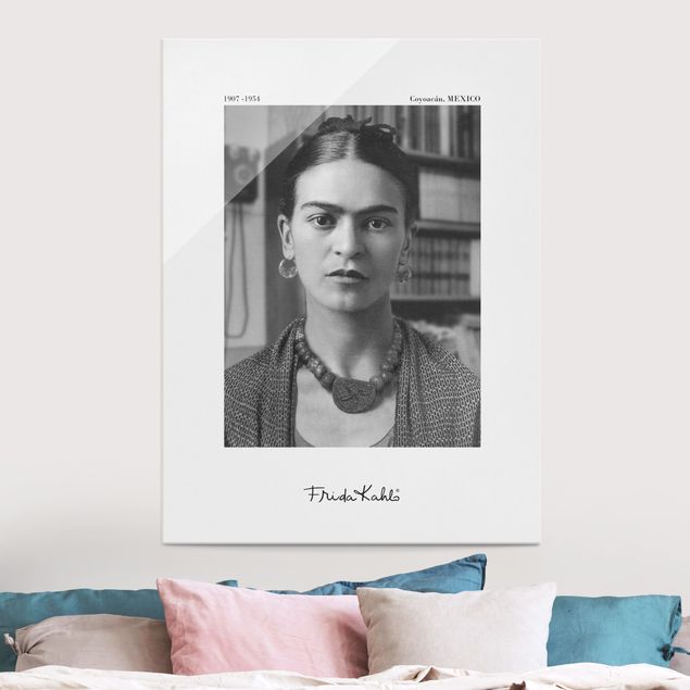 Glas Magnetboard Frida Kahlo Foto Portrait im Haus