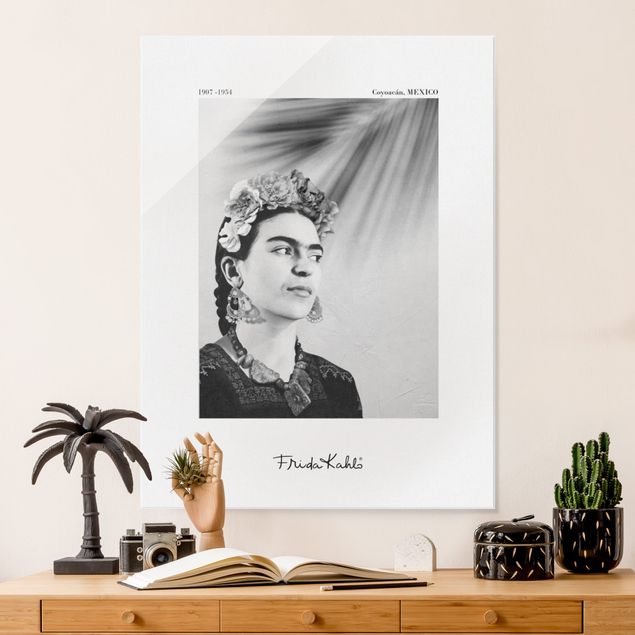 Magnettafel Glas Frida Kahlo Portrait mit Schmuck