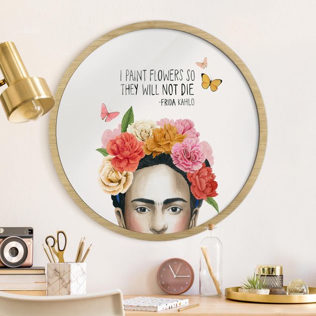 Runde gerahmte Bilder Fridas Gedanken - Blumen
