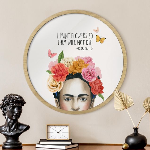 Rundes Gerahmtes Bild - Fridas Gedanken - Blumen