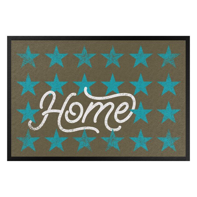 Moderner Teppich Home Sterne braun türkisblau