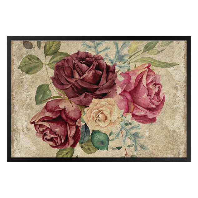 Teppich Vintage Vintage Rosen und Hortensien