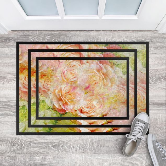 Teppich Blumen Watercolor pastell Rose