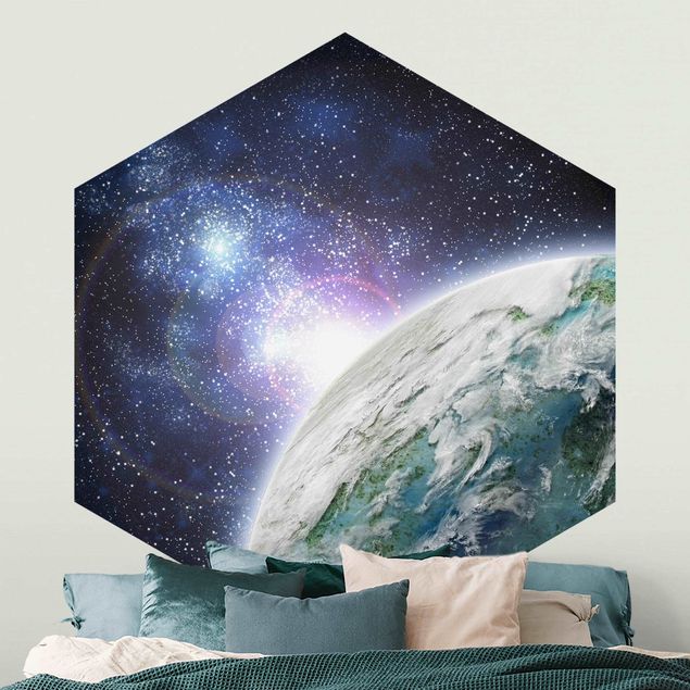 Hexagon Mustertapete selbstklebend - Galaxy Light