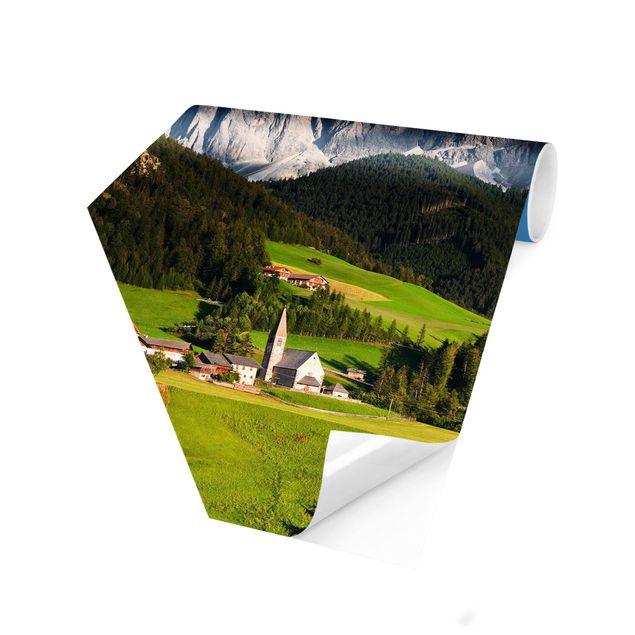 Hexagon Mustertapete selbstklebend - Geislerspitzen in Südtirol