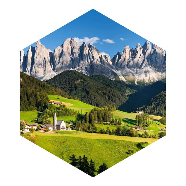 Hexagon Mustertapete selbstklebend - Geislerspitzen in Südtirol
