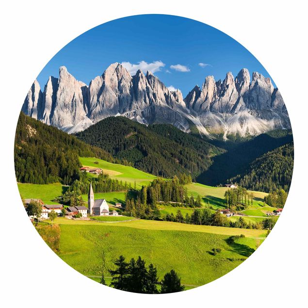 Runde Tapete selbstklebend - Geislerspitzen in Südtirol