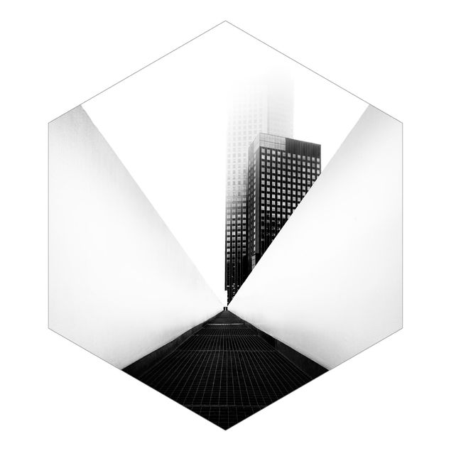 Hexagon Mustertapete selbstklebend - Geometrische Architekturstudie Schwarz-Weiß
