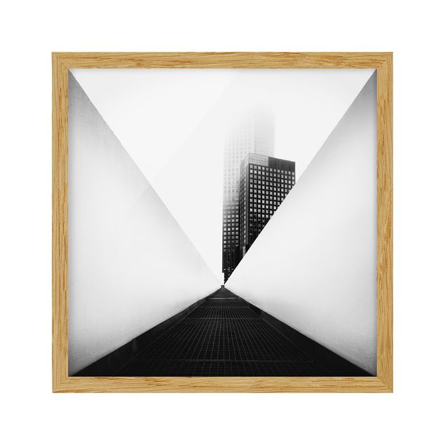 Bild mit Rahmen - Geometrische Architekturstudie Schwarz-Weiß - Quadrat