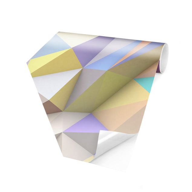 Hexagon Mustertapete selbstklebend - Geometrische Pastell Dreiecke in 3D