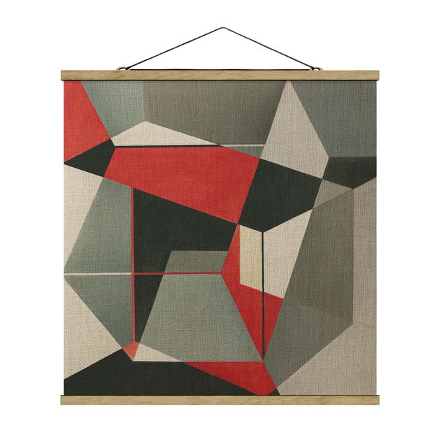 Stoffbild mit Posterleisten - Geometrischer Fuchs - Quadrat 1:1