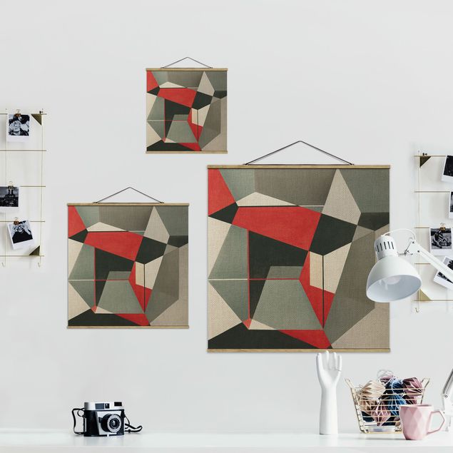Stoffbild mit Posterleisten - Geometrischer Fuchs - Quadrat 1:1
