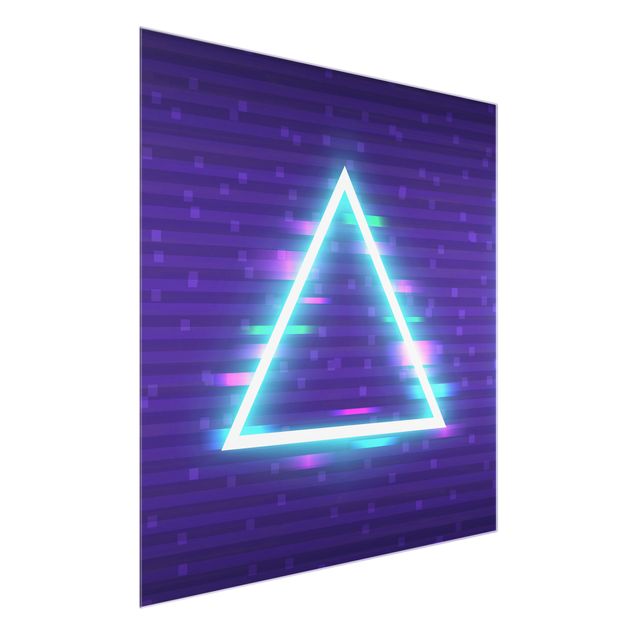 Glasbild - Geometrisches Dreieck in Neonfarben - Quadrat