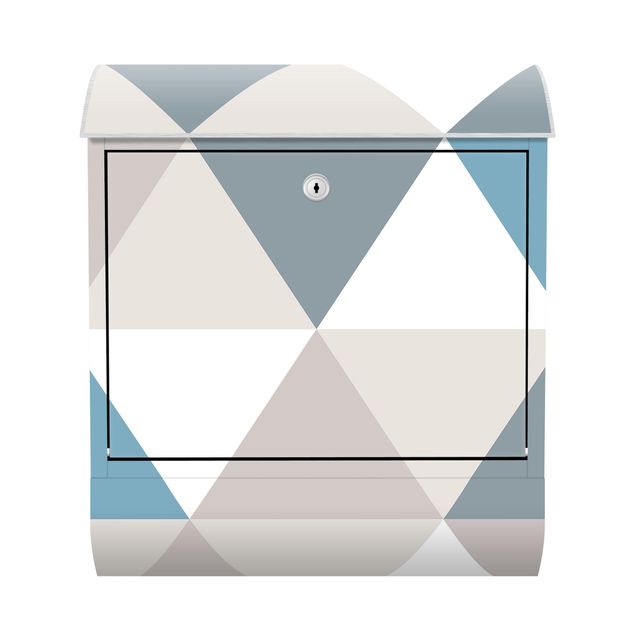 Briefkasten - Geometrisches Muster gekippte Dreiecke Blau