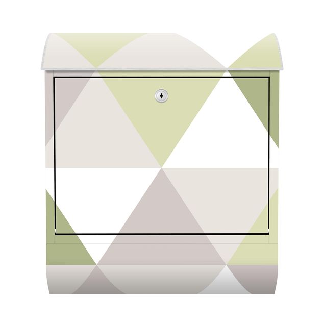 Briefkasten - Geometrisches Muster gekippte Dreiecke Grün