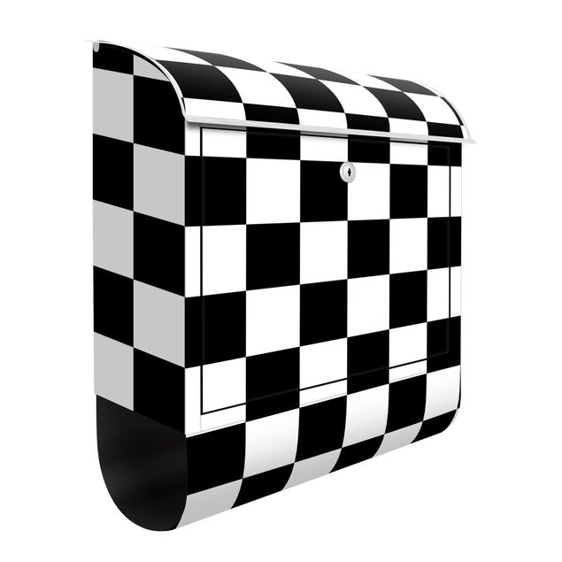 Briefkasten - Geometrisches Muster Schachbrett Schwarz Weiß