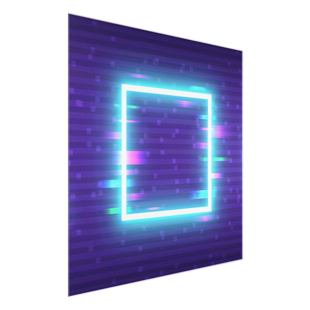 Glasbild - Geometrisches Quadrat in Neonfarben - Quadrat
