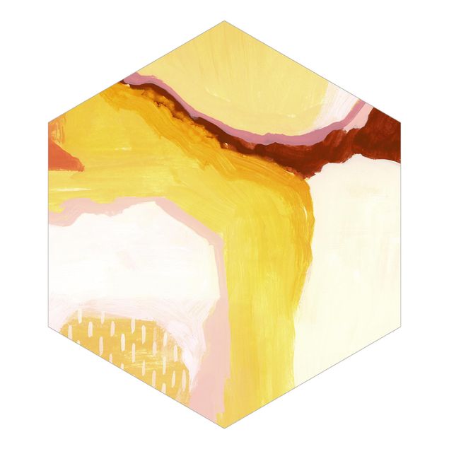 Hexagon Mustertapete selbstklebend - Geschmolzenes Sonnenlicht