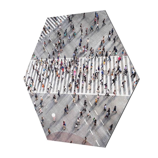 Hexagon Bild Alu-Dibond - Shibuya Crossing in Tokio