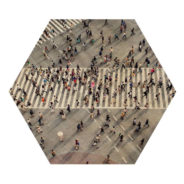 Hexagon Bild Holz - Shibuya Crossing in Tokio