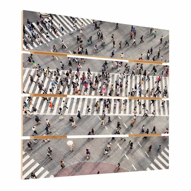 Holzbild - Shibuya Crossing in Tokio - Quadrat
