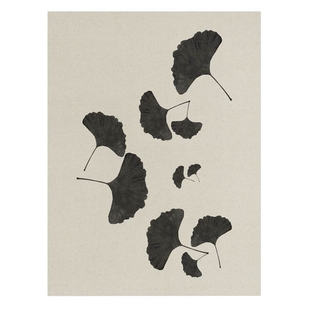 Leinwandbild Natur - Ginkgo Komposition in Schwarz-Weiß - Hochformat 3:4