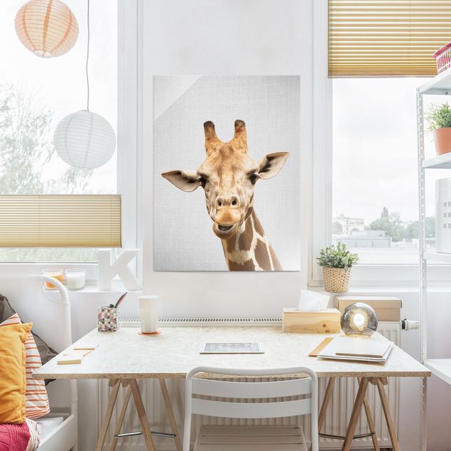 Glasbild - Giraffe Gundel - Hochformat