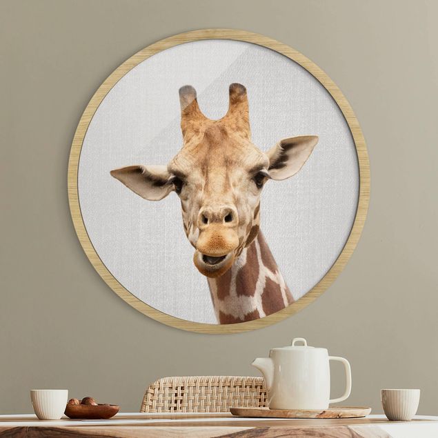 Rundes Gerahmtes Bild - Giraffe Gundel