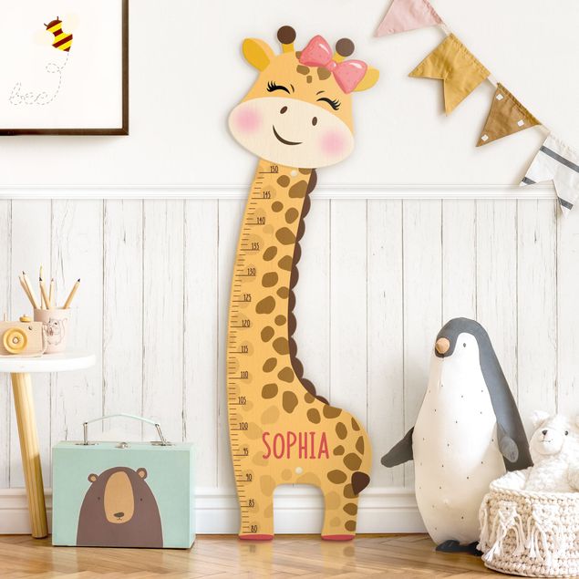 Kindermesslatte Giraffen Mädchen mit Wunschname