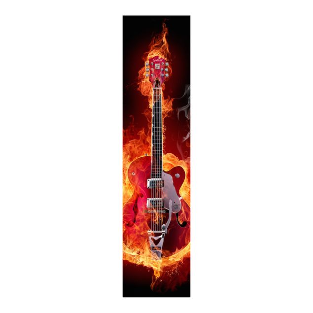 Schiebegardinen Set - Gitarre in Flammen - Flächenvorhänge