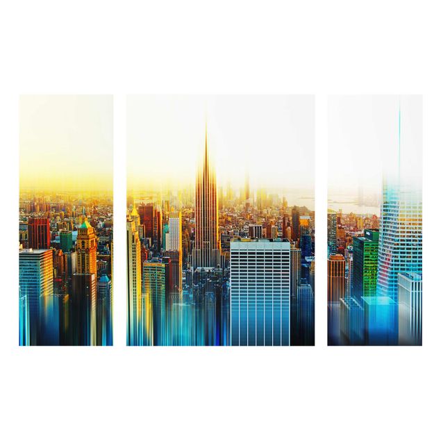 Glasbild Manhattan Abstrakt mehrteilig - 3-teilig