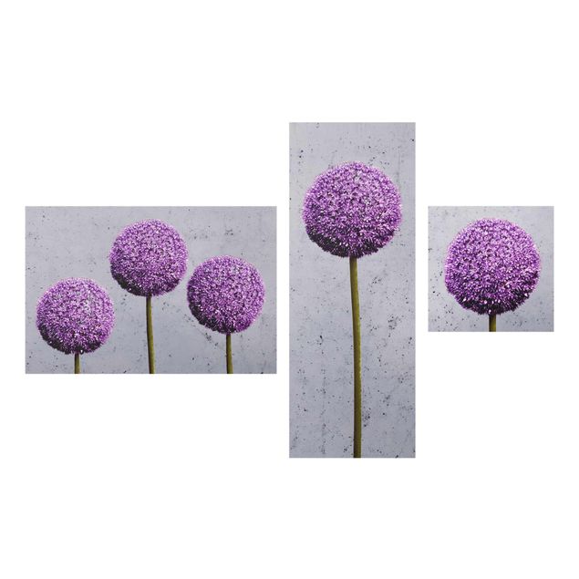 Glasbild mehrteilig - Allium Kugel-Blüten 3-teilig